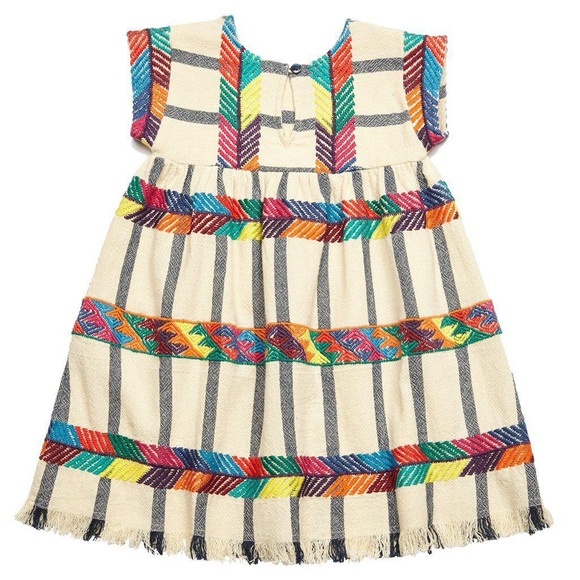 Pink Chicken Suri Dress Girls 4 4T Multicolor Embroidery Striped Cotton Canvas - Picture 8 of 8